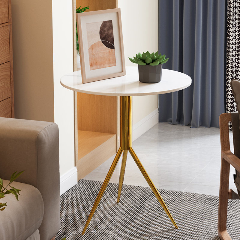 Table de bout 19,7 po moderne avec plateau en marbre Jeremiha