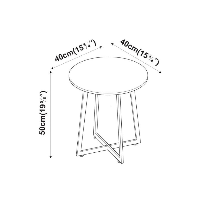 Ajana Solid Wood Cross Legs End Table, Black Marble