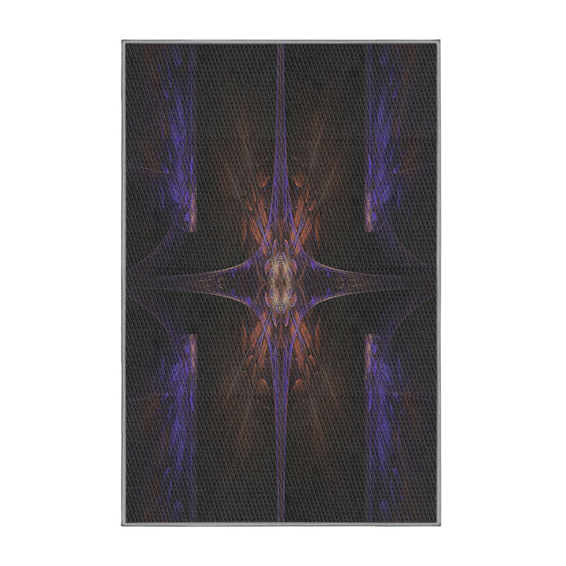 Tapis noir/mauve tissé à la machine, Rectangle 8 pi x 10 pi