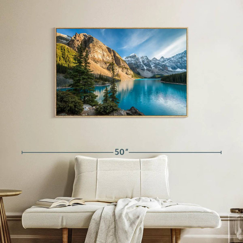 Lac Moraine Glorious, Cadre flottant en bois naturel, 40 po x 27 po