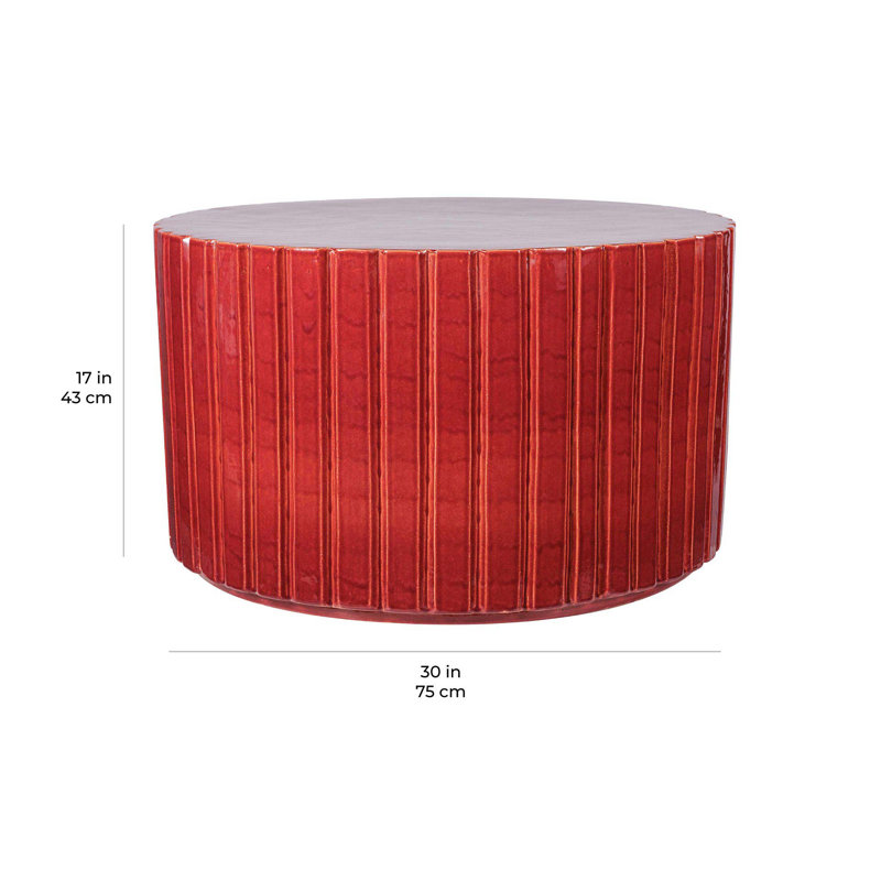 Ceramic Furniture Round Outdoor Coffee Table , 30'' in. W 30'' in. D, Pea