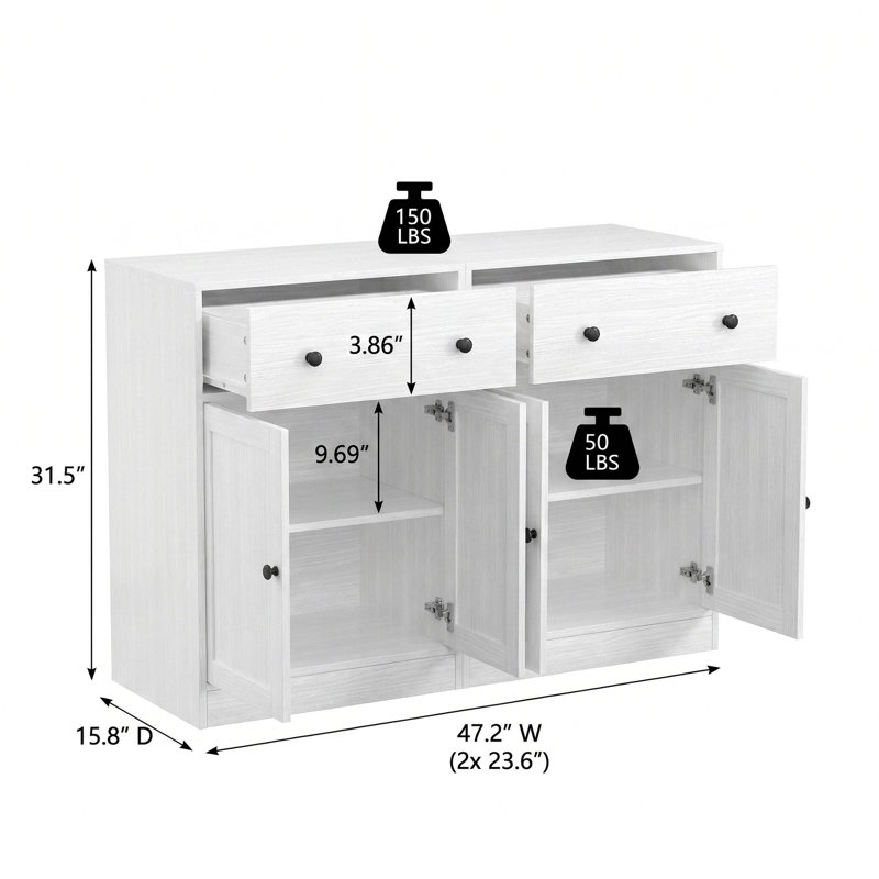 31.5"H X 23.6"W X 15.8"D 2 Door And 1 Drawer Accent Cabinet, White