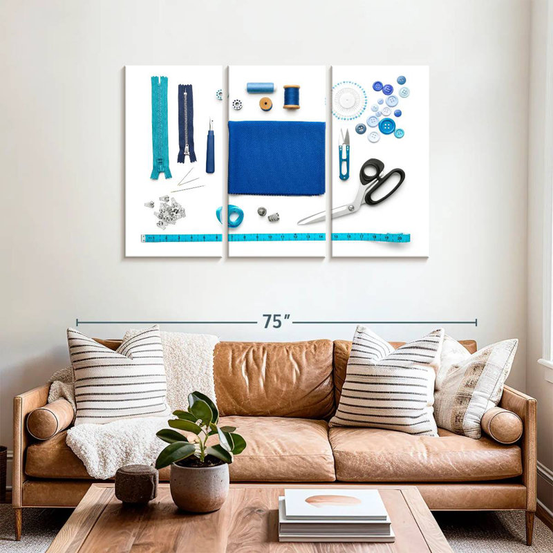 Senne Blue Sewing Kit, 36" H x 57" W