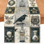 Chemin de table d'Halloween, nappe rétro vintage à motif de crâne gothique pour la fête des morts, décorations d'Halloween pour la maison, dimensions : 33 x 274 cm (13 x 108 pouces), en polyester.