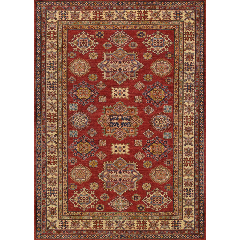 Canvello Kazak Hand-Knotted Lamb's Wool Area Rug- 6' X 8'6"
