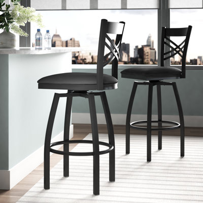 Tabouret de bar pivotant avec dossier en X Chafin