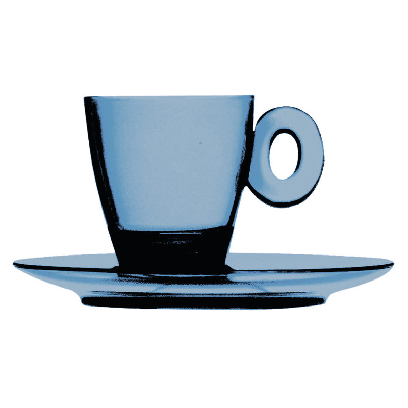 Tasse à espresso en polycarbonate avec soucoupe - 12 pièces, Saphire