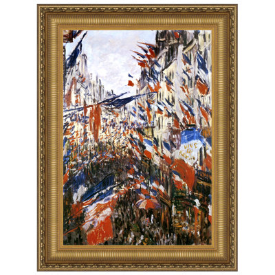 «The Rue Montorgueil in Paris, 1878» par Claude Monet, reproduction d'art encadrée