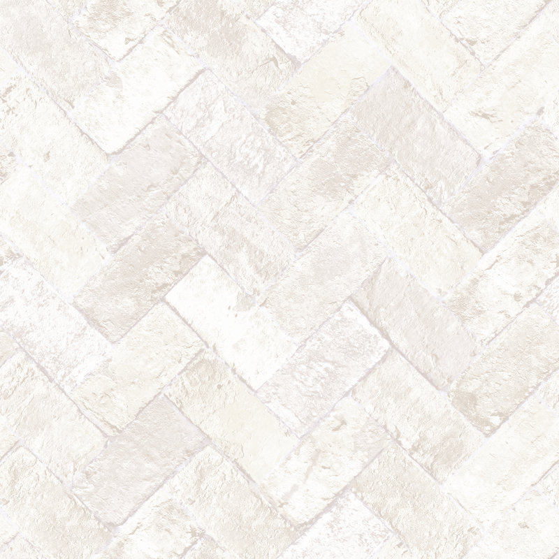 Fereol Herringbone Brick 10m X 53cm Wallpaper Roll, Beige/White