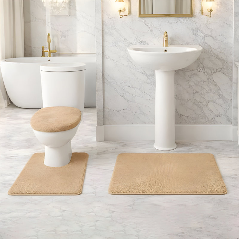 Ensemble de tapis de bain moelleux 3 pièces avec envers antidérapant Soft Comfort