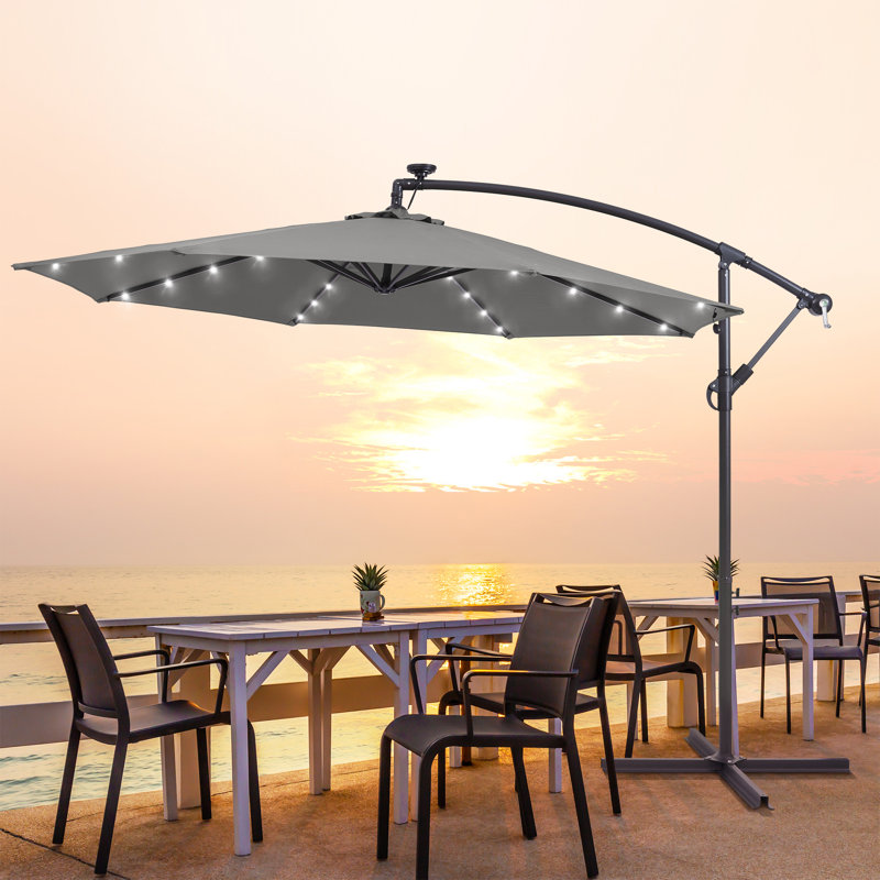 Parasol en porte-à-faux 10 pi Asyra, Gris clair