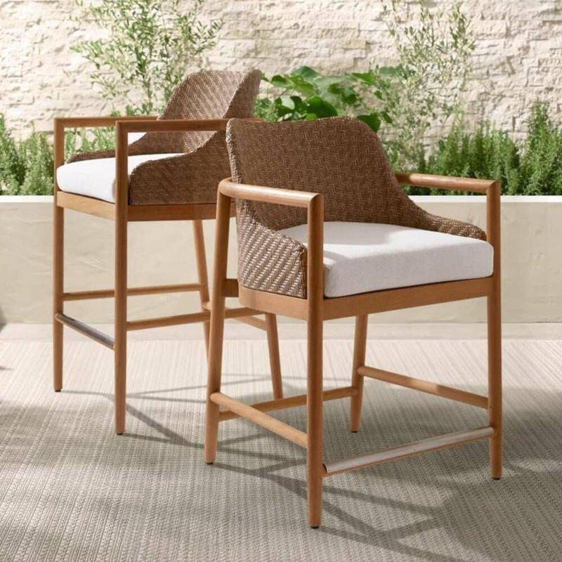 Chilton Outdoor Teak Bar Stool, 25.5