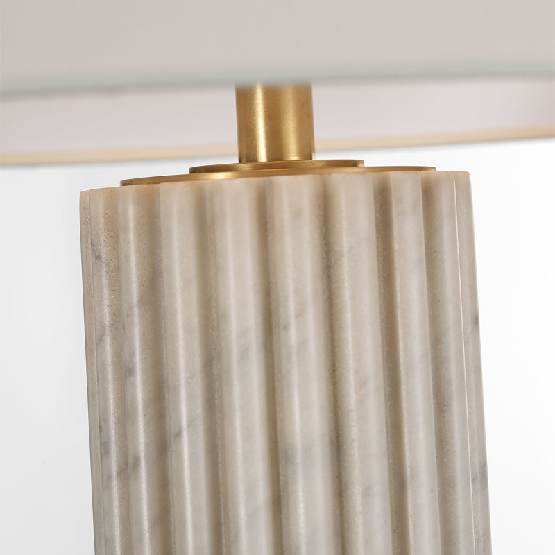Chapman & Myers Reeve 29" Table Lamp in Vintage Carrara with Linen Shade, Marble, Natural