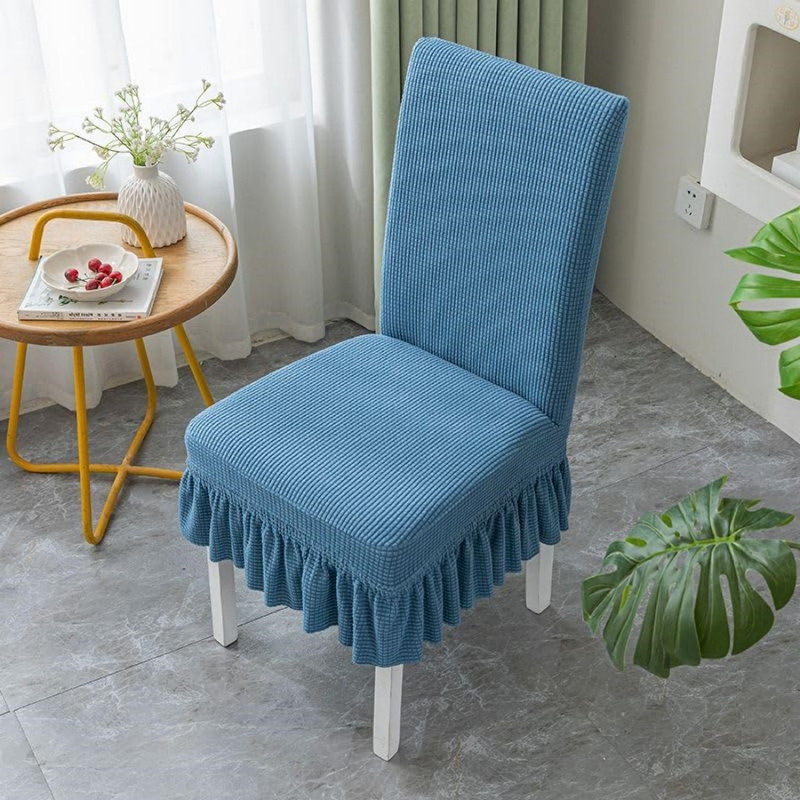 Housse pour chaise de salle à manger facile à installer 1 pièce, Polyester bleu