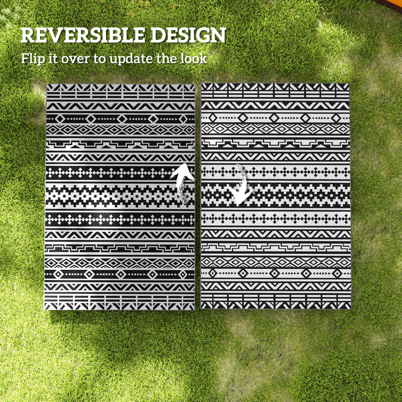 Tapis d'extérieur réversible, paille de plastique imperméable avec sac de transport, Rectangle 17 pi 12 po x 8 pi 12 po