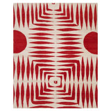 Wool Geometric Area Rug in Red/White