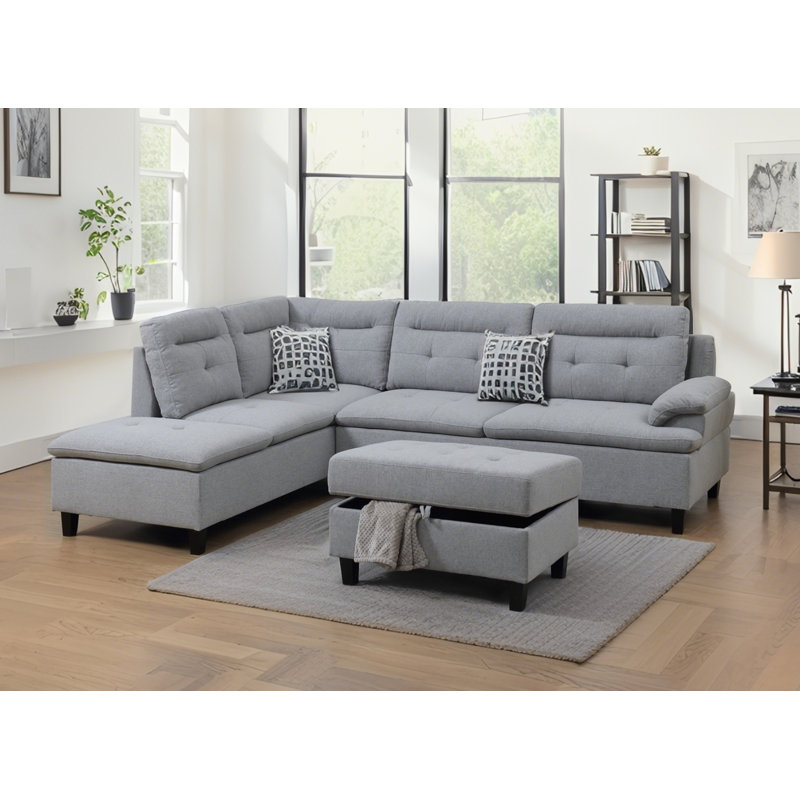 Upholstered 105.42'' Sofa, Gray Velvet