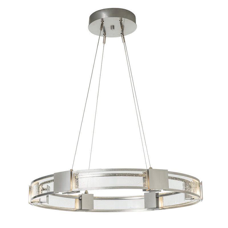 Aura Glass Ring Chandelier, Sterling, Seeded Clear Glass