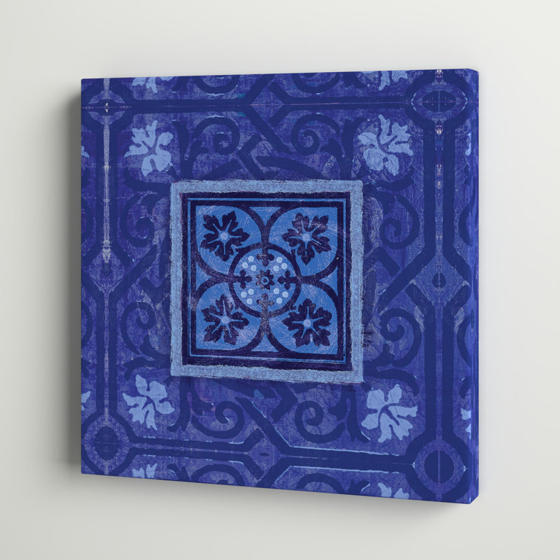 " Bold Blue Tile " Painting Print, 12" H x 12" W