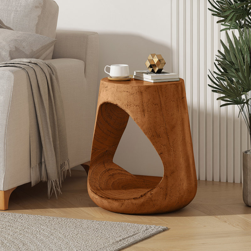 Table d'appoint creuse MGO avec texture semblable au bois pour une utilisation intérieure et extérieure, durable et élégante