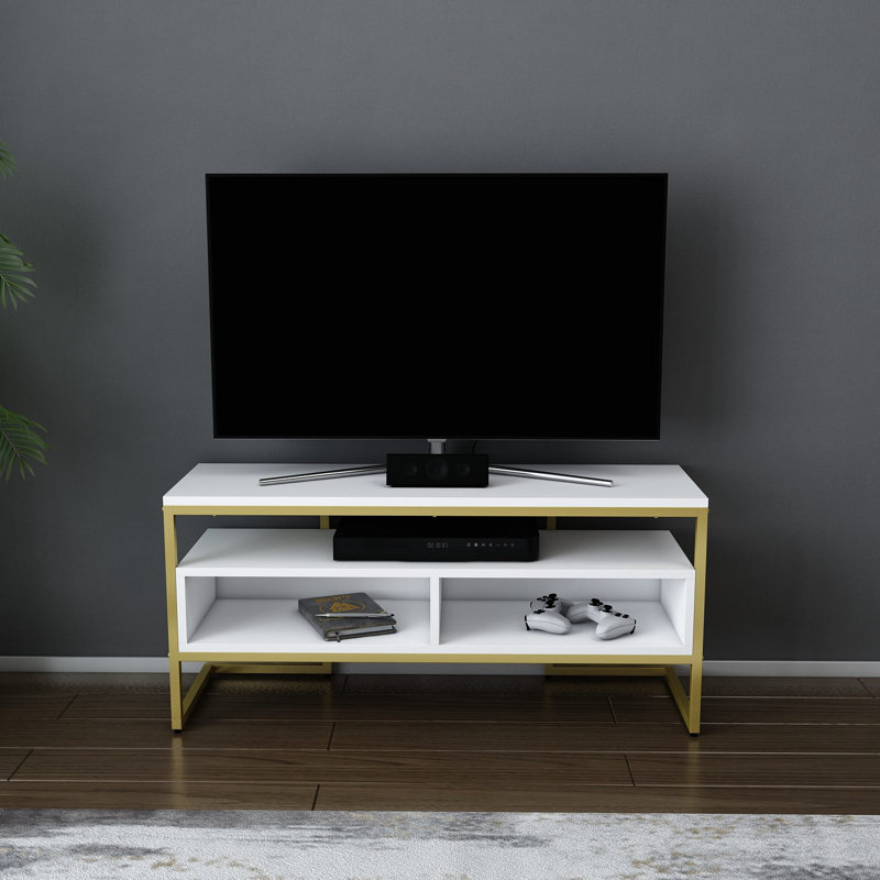 Meuble télé, Blanc / Doré