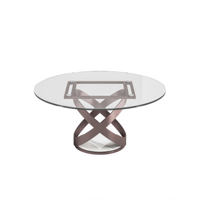 51.1-Inch Round Glass Top Dining Table With Carbon Steel Legs