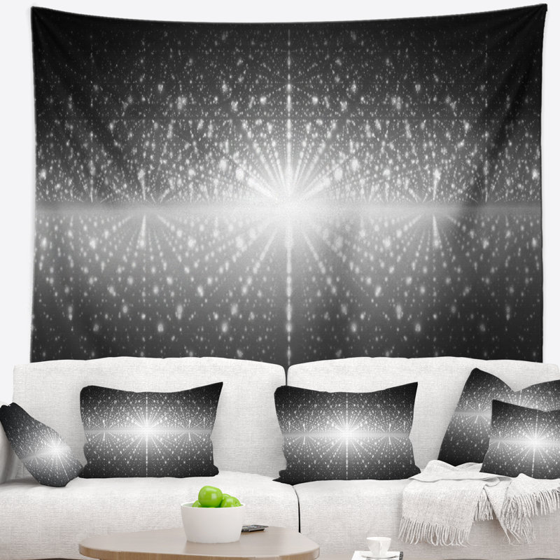 Tapisserie abstrait galaxie avec étoiles en éclairage, H 50 po x l 60 po