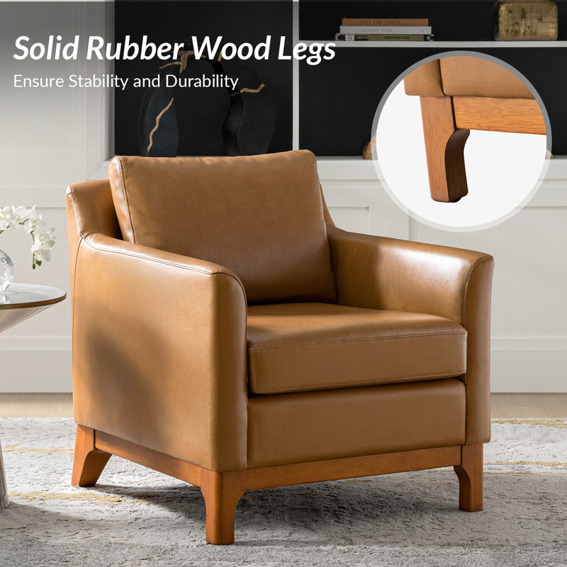 Florita Genuine Leather Armchair, Camel