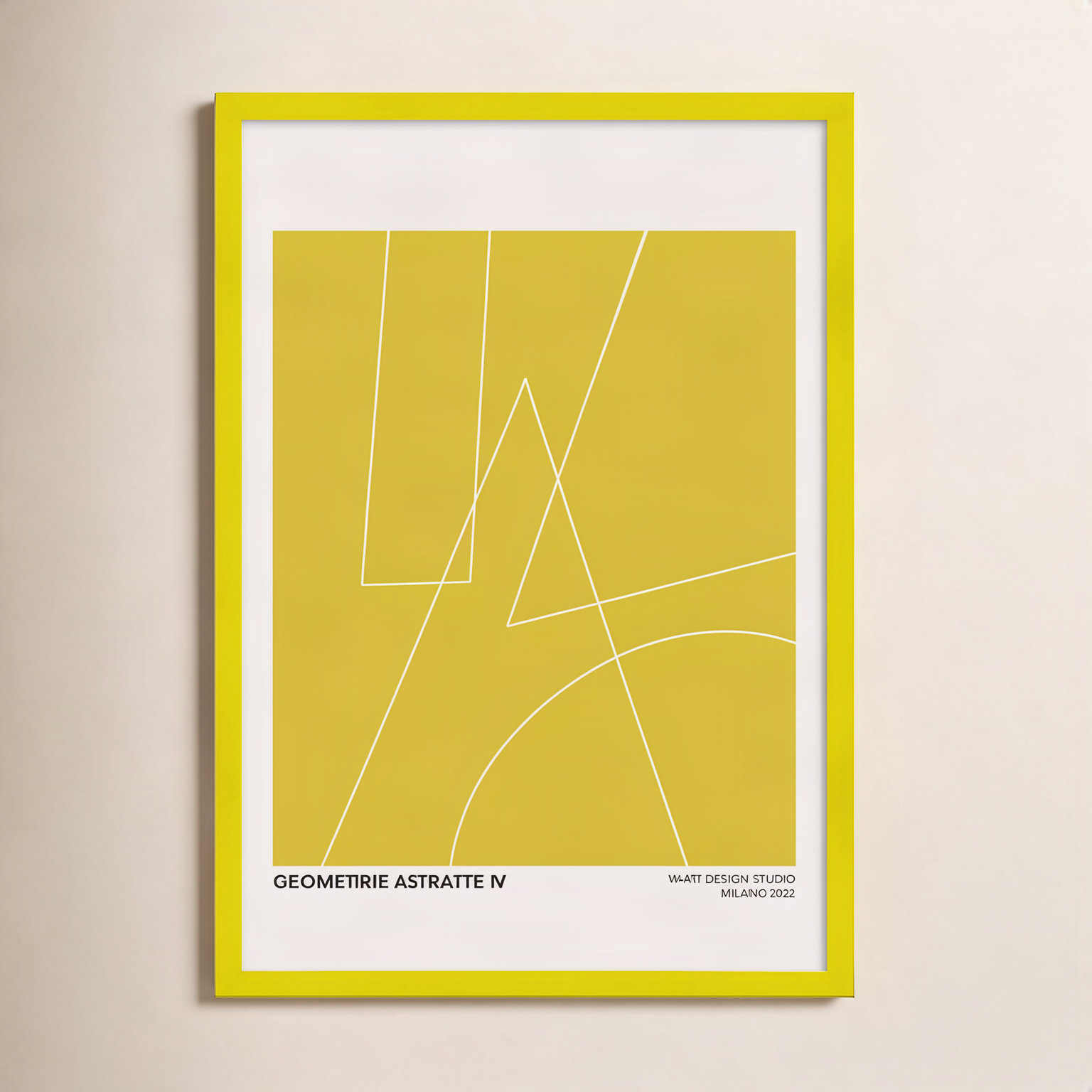 Caila "Geometric Abstraction in Yellow" Print, 25" H x 17.5" W x 1.25" D, Yellow