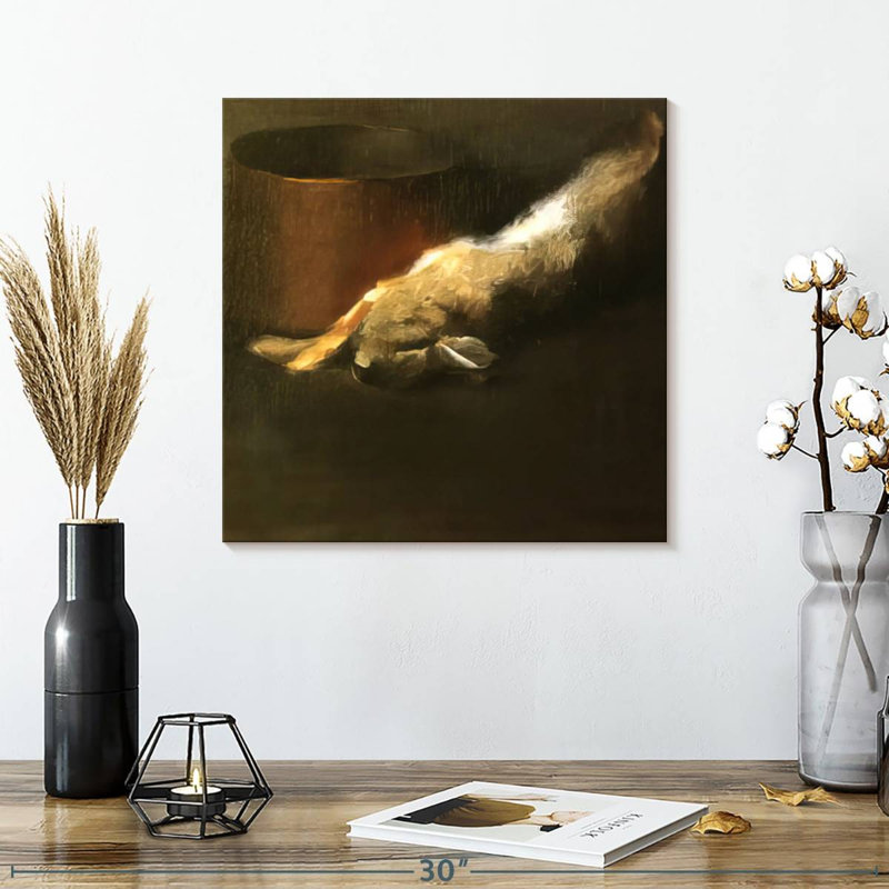 Lapin mort avec pot de cuivre, 16" H x 16" W
