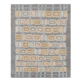 Rug & Kilim’S Scandinavian Style Rug In Blue, Beige-Brown & Gray Geometric Patterns