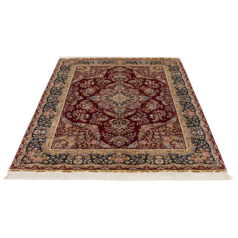 Tapis turc rouge et bleu marine 5x7
