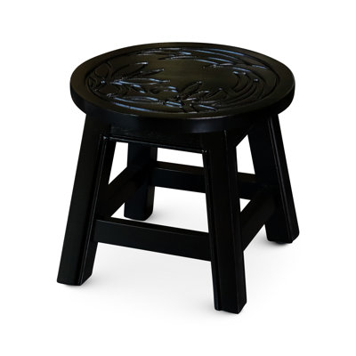 Stylish Wooden Stool, - Ideal For Balconies And Patios Hardwood Stool With Floral Touch Compact Practical