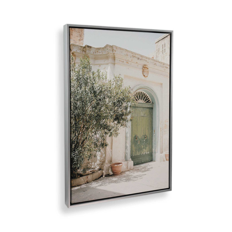 Impression sur toile Secret Garden Gate, Cadre flottant en chrome poli, H 18,75 po x l 12,75 po x P 1,75 po