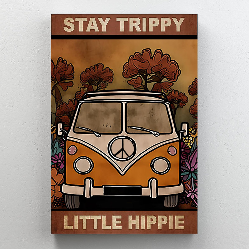 Car Stay Strippy Little Hippie - impression sur toile tendue, H 20 po x l 16 po x P 1,25 po