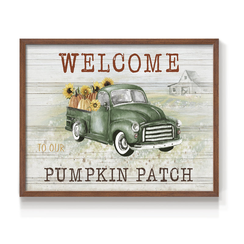 Pumpkin Patch -Framed Print - Restickable, 22" H x 28" W, Walnut