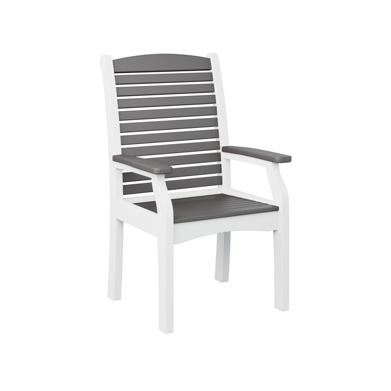 Classic Terrace Outdoor Dining Armchair, White/Smoke Gray