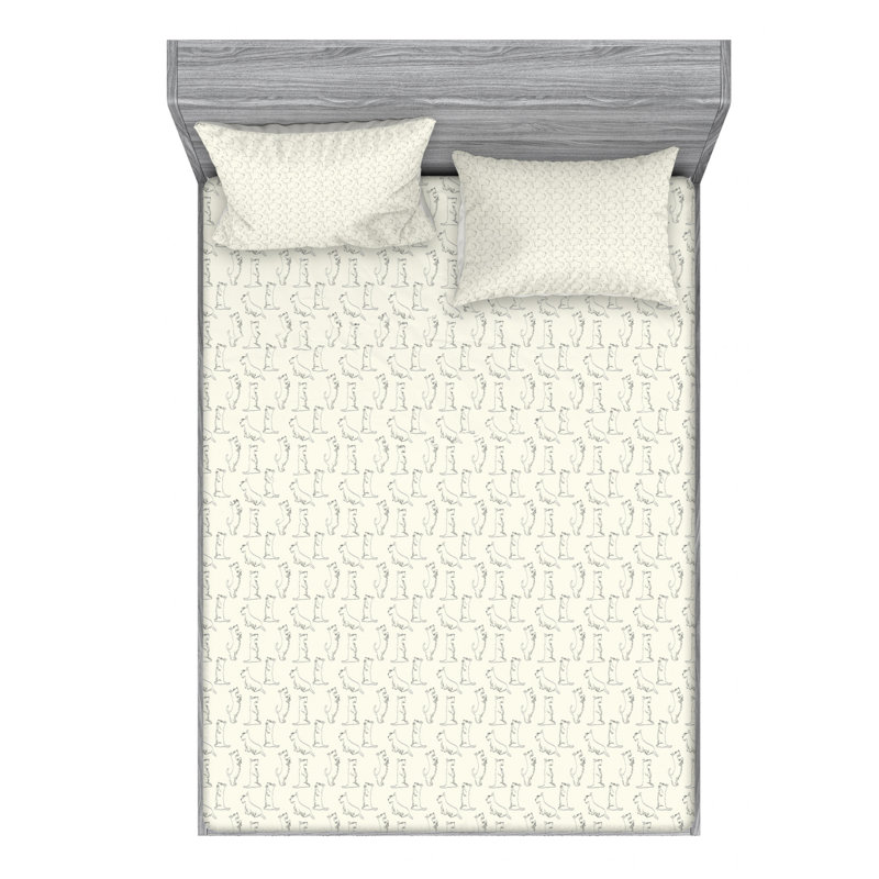 Scottie Microfiber Fitted Sheet, Queen Fitted Sheet with 2 Pillowcases