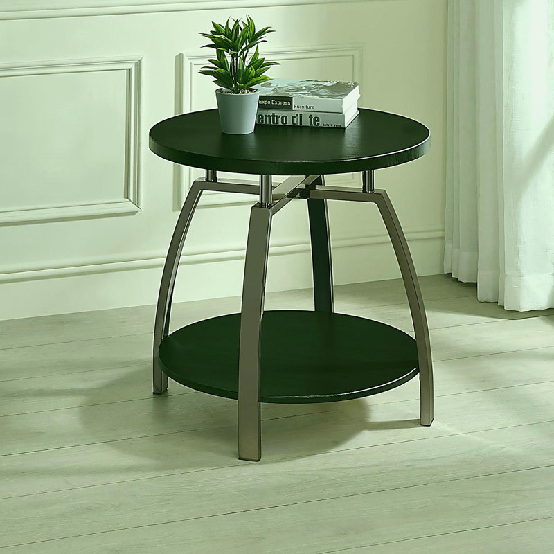 Dark gray and black nickel edge table