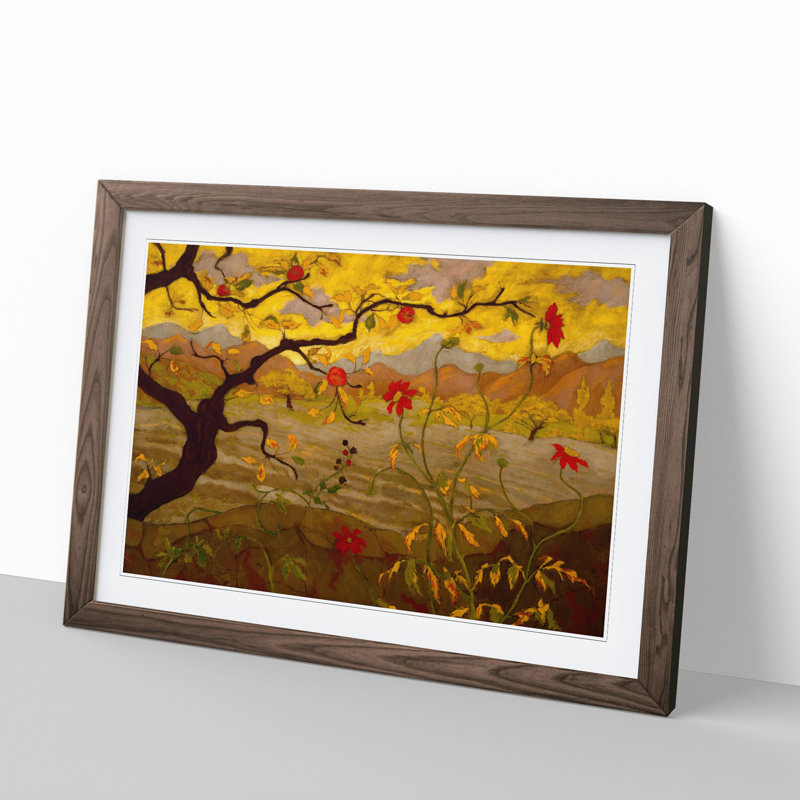 Apple Tree with Red Fruit by Paul Ranson - Picture Frame Painting, 48cm H x 65cm W x 2cm D, Walnut Framed
