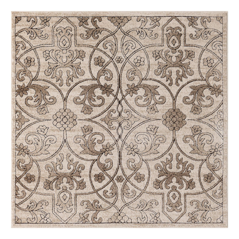 Tapis oriental beige foncé Derby, Square 5'3"