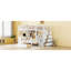 Lit superposé double au-dessus de simple avec bureau, tiroirs et tablettes, blanc-1758986008
