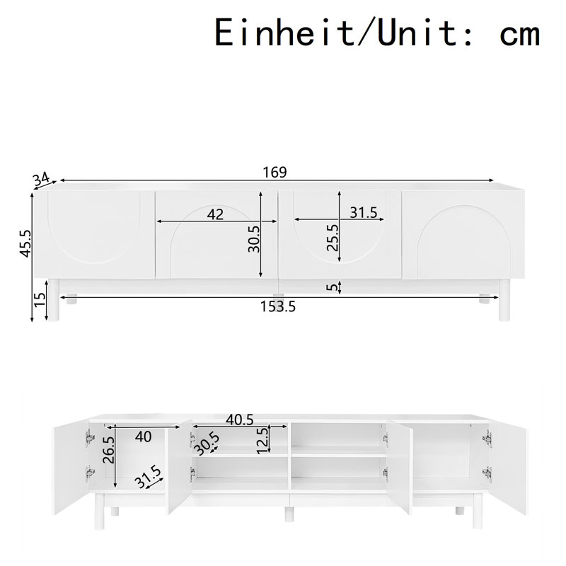 TV Cabinet with Curved, Wave-Shaped Doors