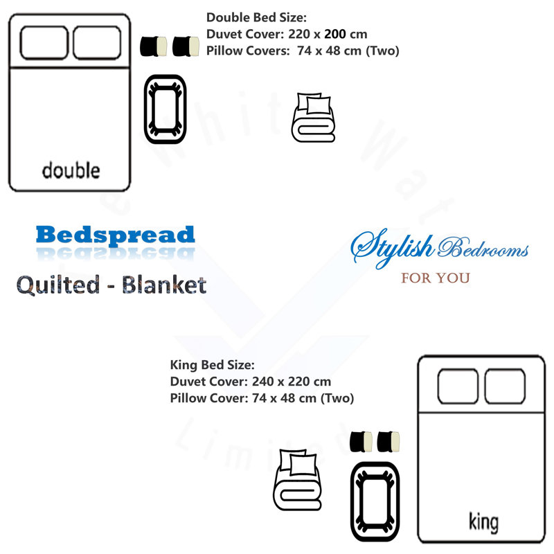 Cotton Blend Floral Bedspread with Pillowcases Included, Full / Double