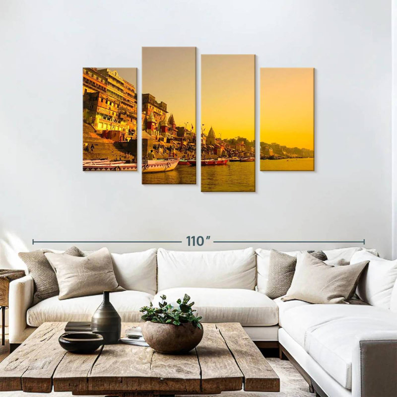 Keesha River Ganges At Sunset, 48"H x 75"W