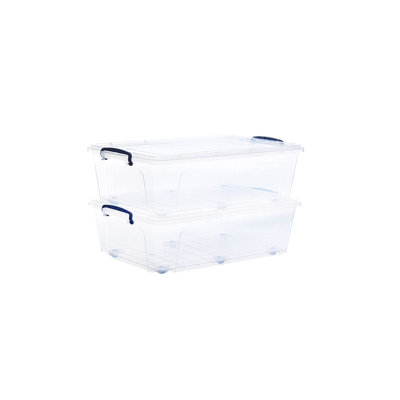 Storage Bins with Lids,42 quart Clear Plastic Containers for Organizing, Stackable Totes, BPA Free, Odor Free, Organizer Boxes for Home, and Dorm,2 P