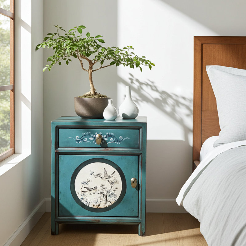 Deriyah 45 cm W Bedside Table, Green