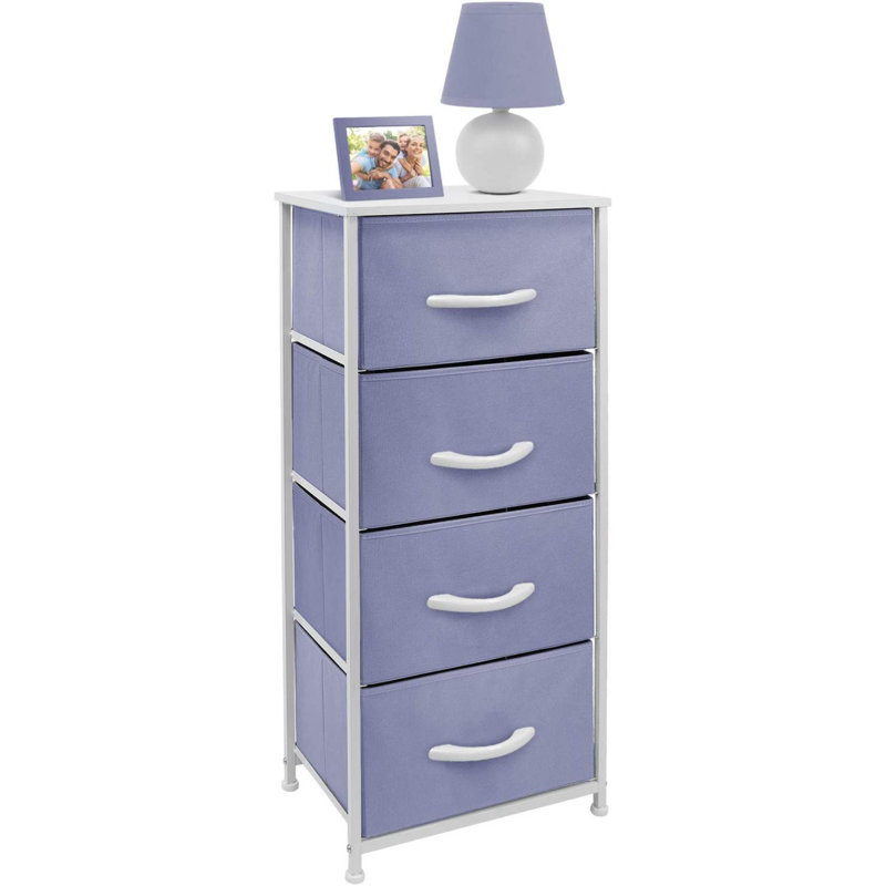 Commode 4 tiroirs - Aqua, Mauve / Blanc