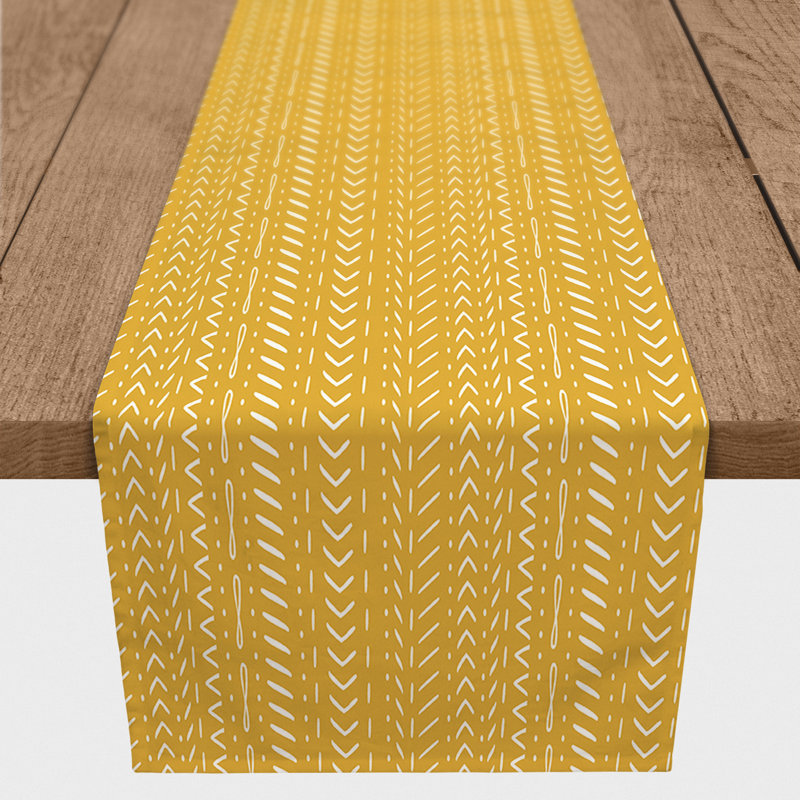 Chemin de table Foltz, 90 po x 16 po, Jaune