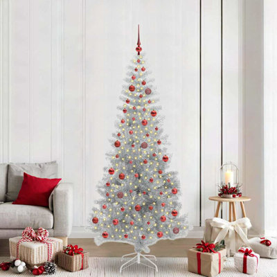 vidaXL Christmas Tree with 300 LEDs with Stand Silver PET